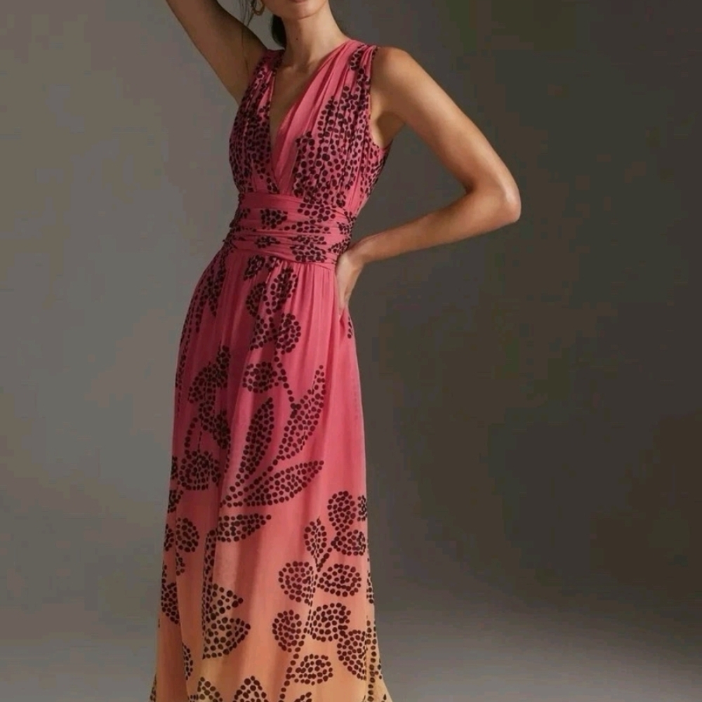 NWOT Anthropologie Verb by Pallavi Singhee Maxi Dress Womens Pink Ombre